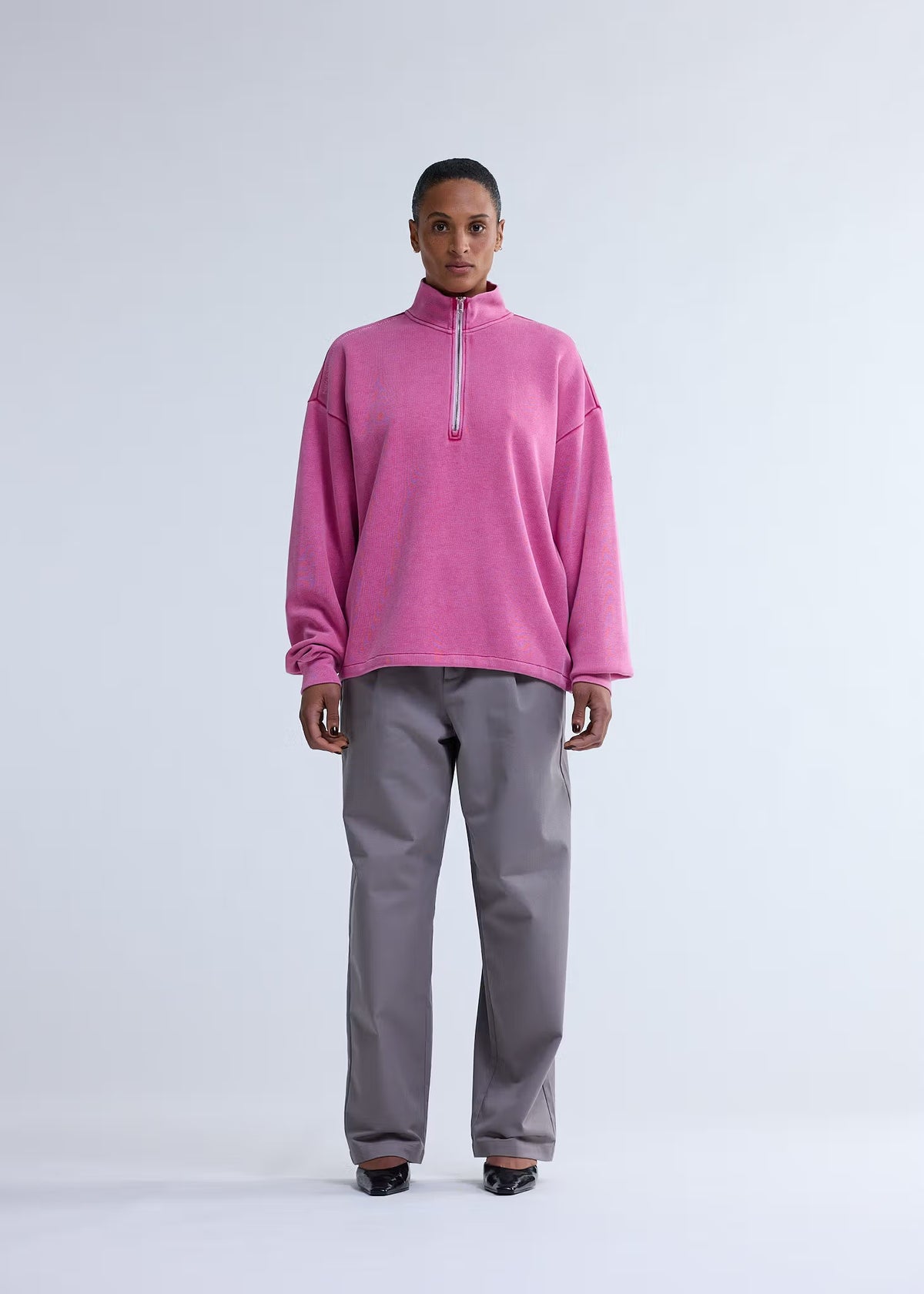 New Amsterdam Plated Half-Zip Washed Pink