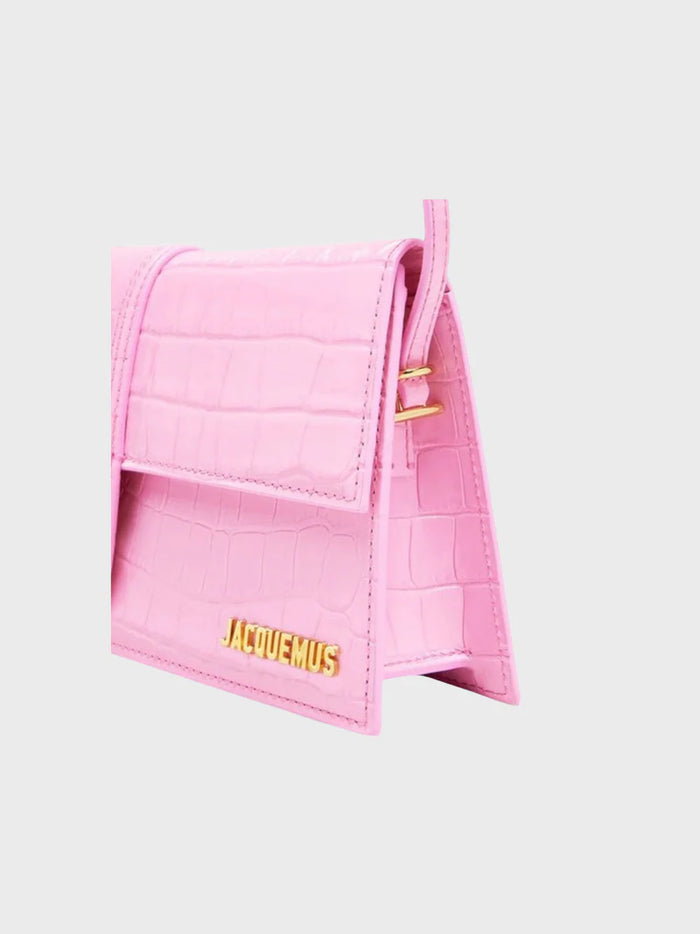 Jacquemus Le Bambino Long Shoulder Bag Croco Pink