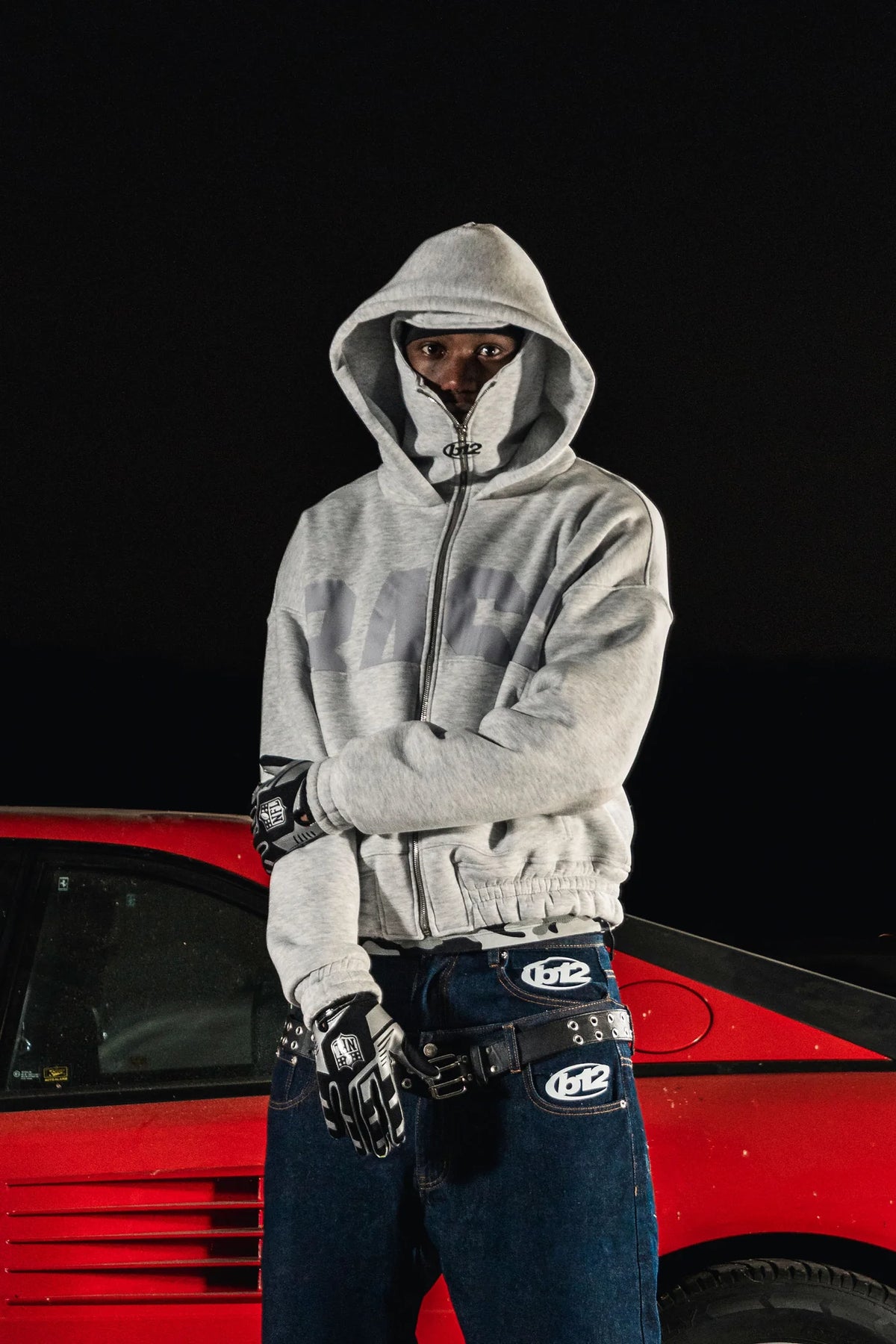Basedodic Balaclava Hoodie Grey Full Zip
