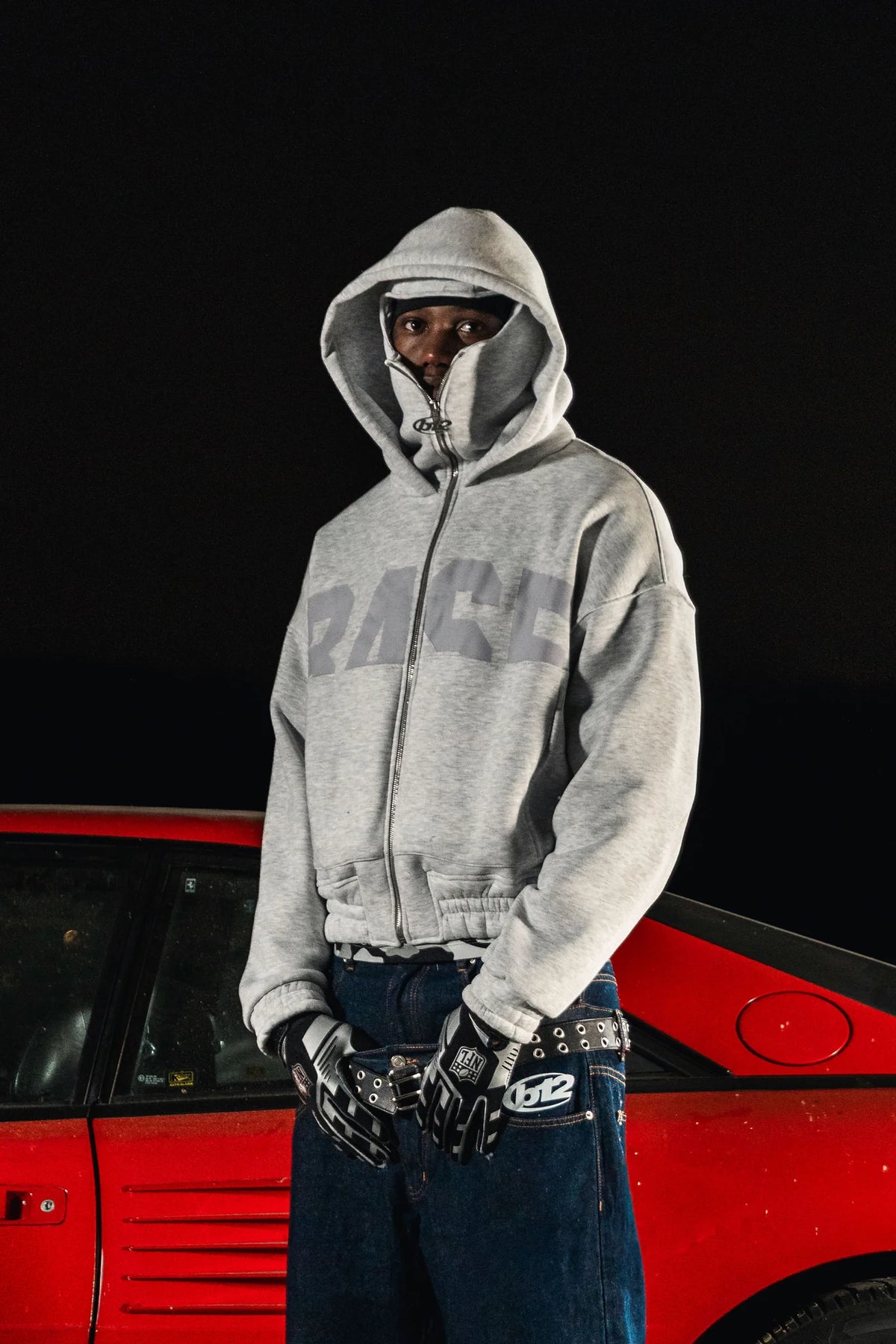 Basedodic Balaclava Hoodie Grey Full Zip