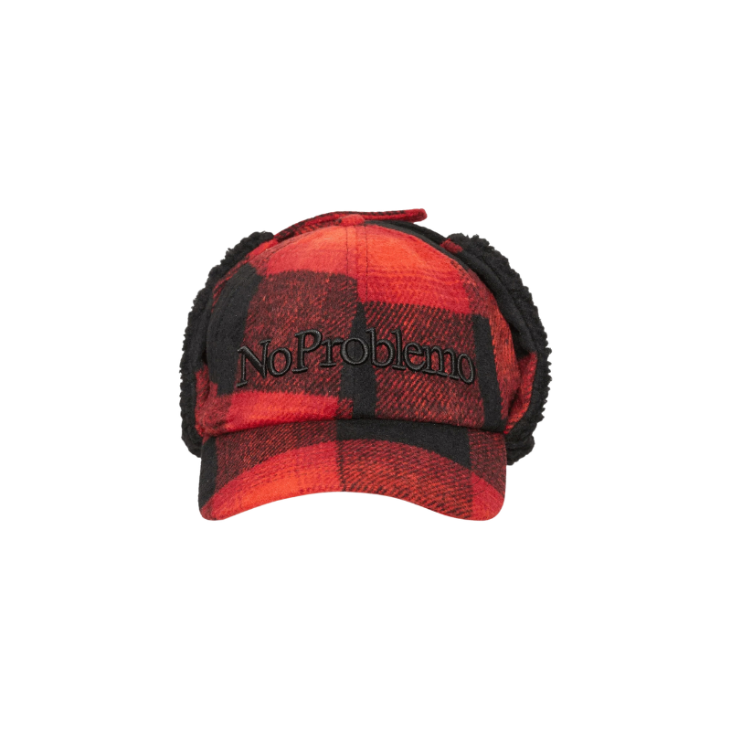 No Problemo Plaid Flap Cap Red