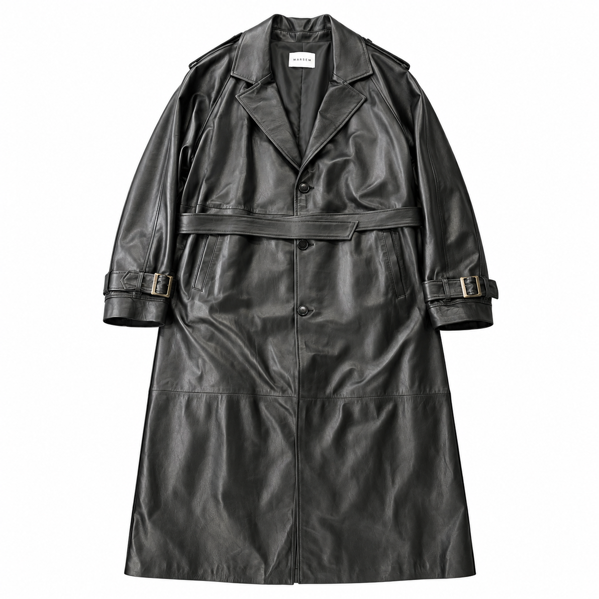 Trench Black Leather | Giacca Trench in Pelle di Agnello Nero