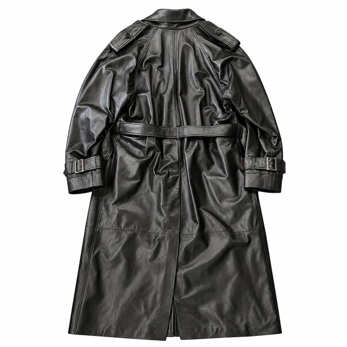 Trench Black Leather | Giacca Trench in Pelle di Agnello Nero