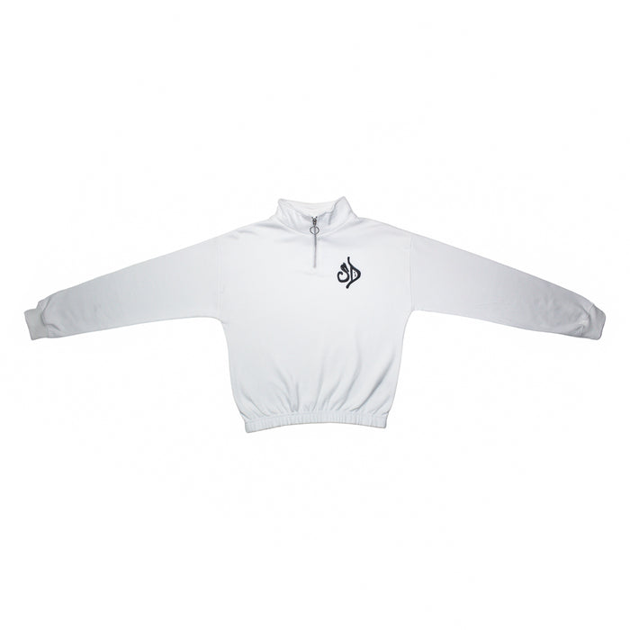 Street Dealer Womans Half Zip Crewneck White