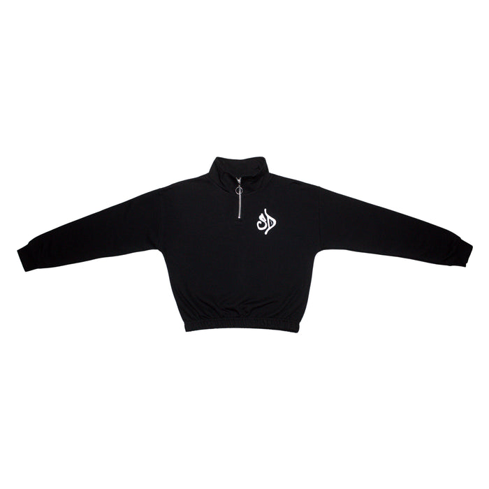 Street Dealer Womans Half Zip Crewneck Black