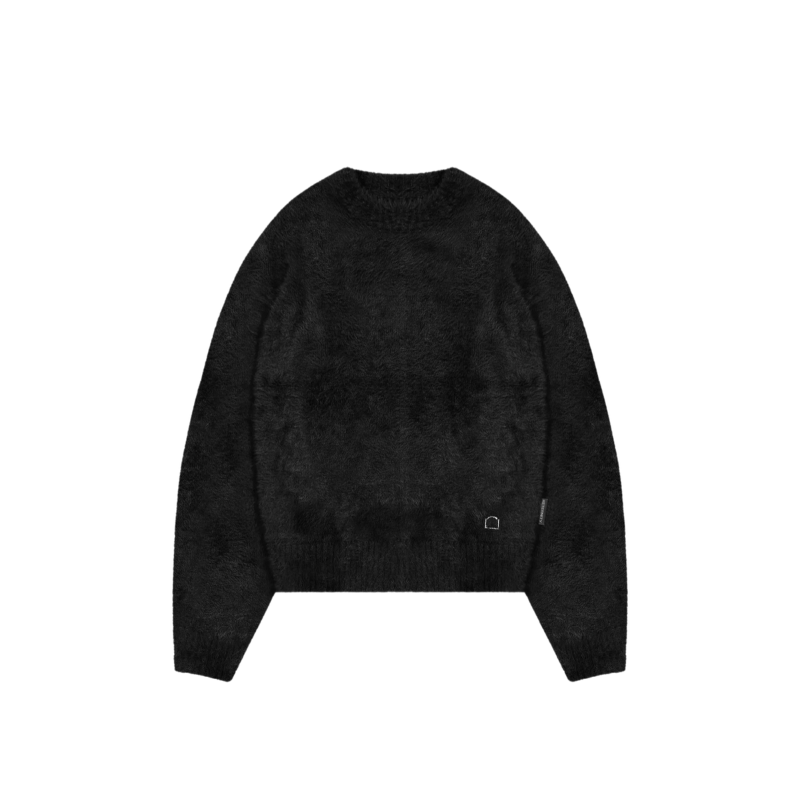 Furry Knit Sweater | Navy