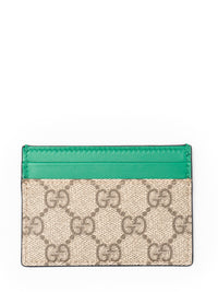 Gucci Portacarte GG con finiture in pelle e motivo all-over Green