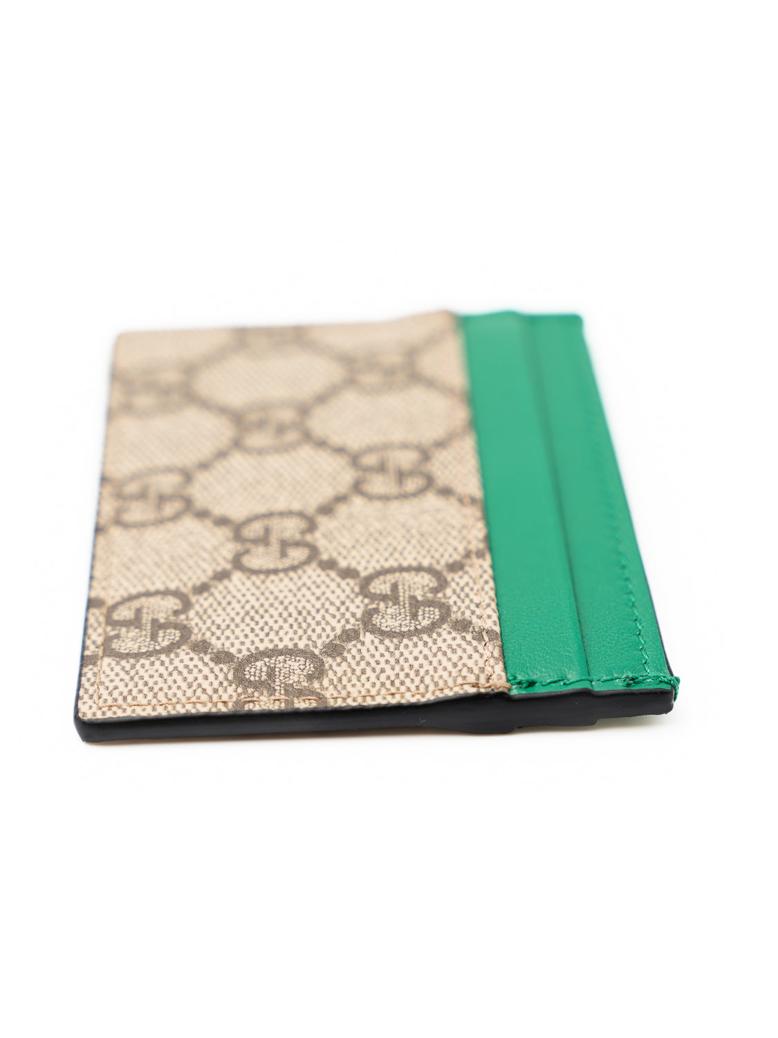 Gucci Portacarte GG con finiture in pelle e motivo all-over Green