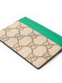 Gucci Portacarte GG con finiture in pelle e motivo all-over Green