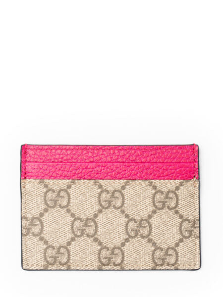 Gucci Portacarte GG con finiture in pelle e motivo all-over Pink