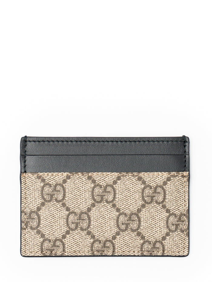 Gucci Portacarte GG con finiture in pelle e motivo all-over beige