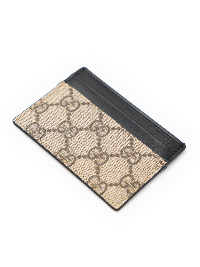 Gucci Portacarte GG con finiture in pelle e motivo all-over beige
