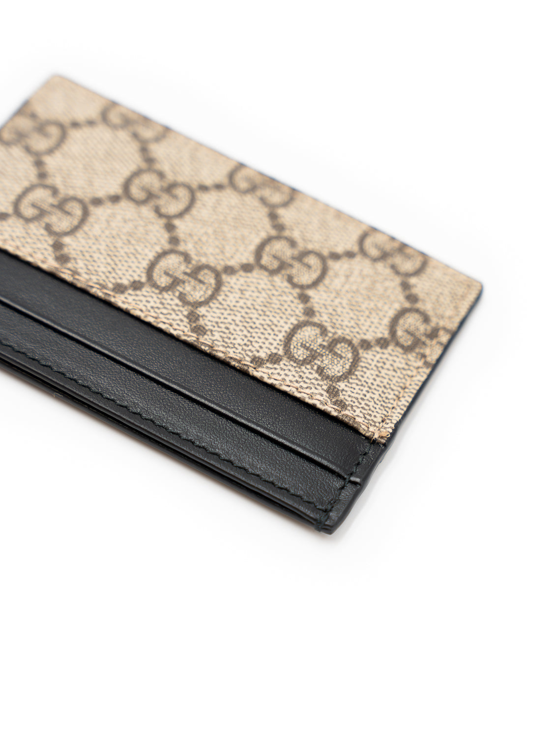 Gucci Portacarte GG con finiture in pelle e motivo all-over beige