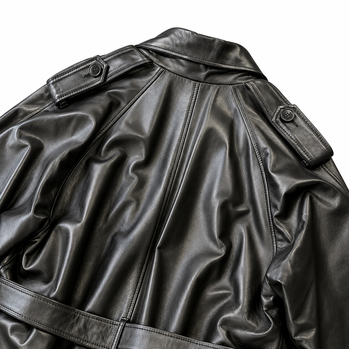Trench Black Leather | Giacca Trench in Pelle di Agnello Nero