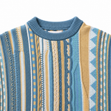 Intarsia Knit Sweater Blue | Maglione Jacquard