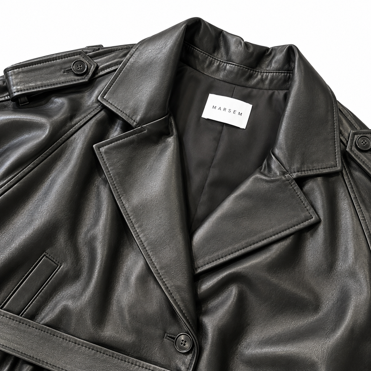 Trench Black Leather | Giacca Trench in Pelle di Agnello Nero