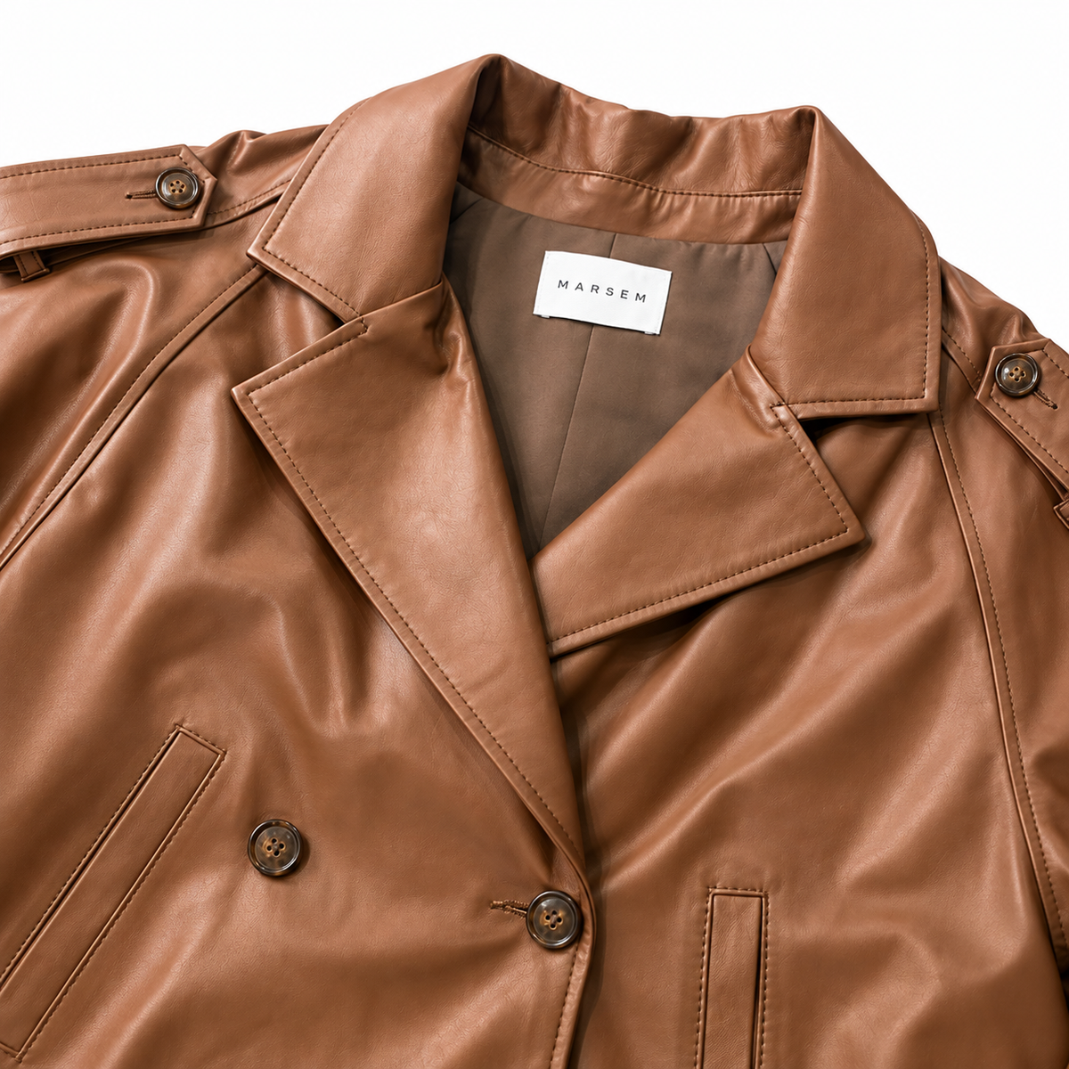 Trench Cropped Leather Brown | Trench in Pelle di Agnello Moro