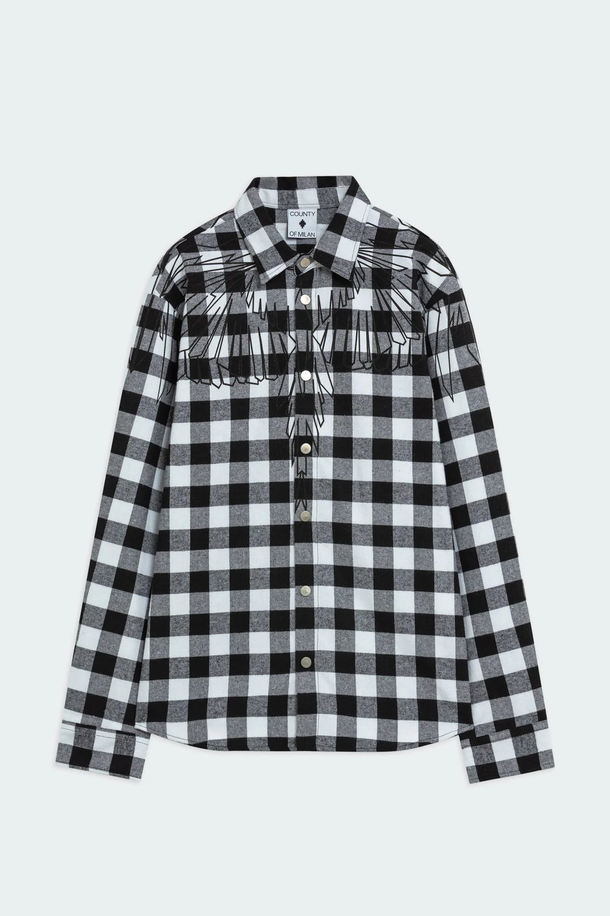 County of Milan Camicia Check Con Stampa Aquila Geometrica