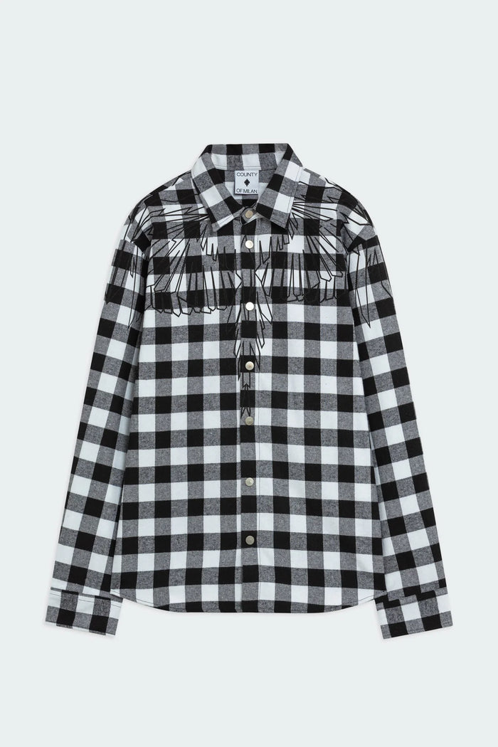 County of Milan Camicia Check Con Stampa Aquila Geometrica