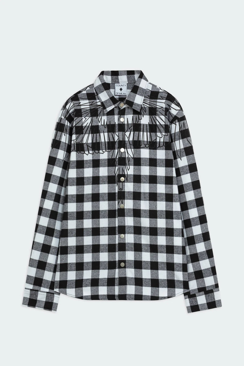 County of Milan Camicia Check Con Stampa Aquila Geometrica