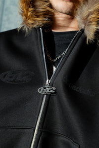 Full Zip "Rude Diamond" Faux Fur Hoodie