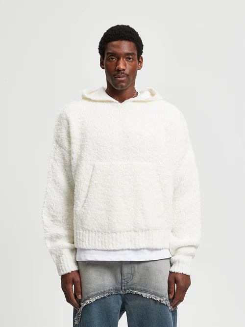 Reternity Bouclé Knit Hoodie Cream