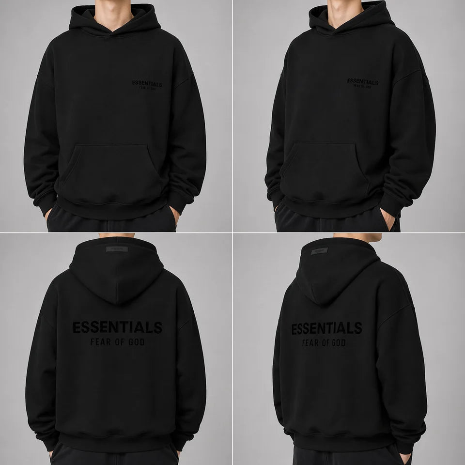 Fear of God Essentials Black Stretch Limo Hoodie
