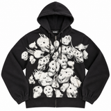 Skull Zip Hoodie Black