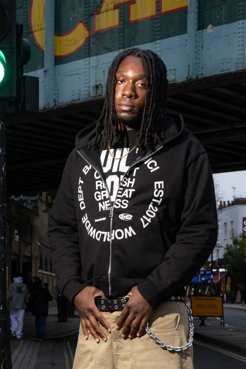 Basedodici Hoodie Zip Can't Rush Black