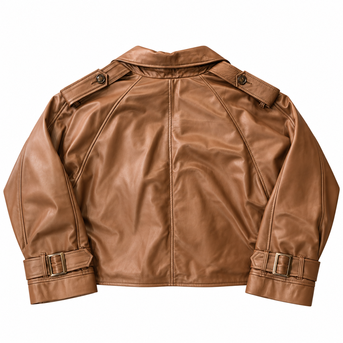 Trench Cropped Leather Brown | Trench in Pelle di Agnello Moro
