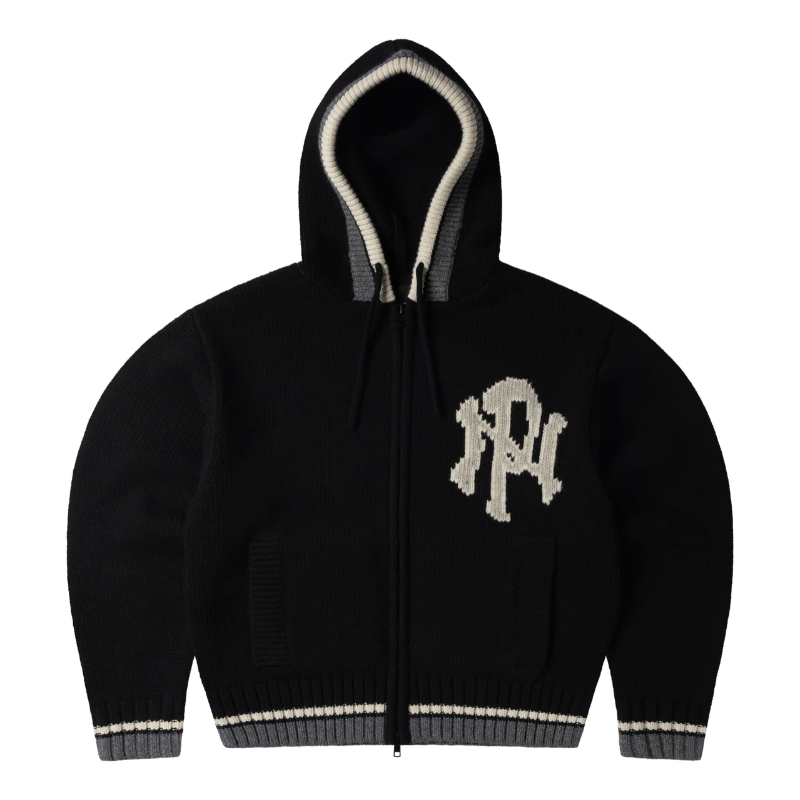 No Problemo NYP Varsity Zip Through Knit Black