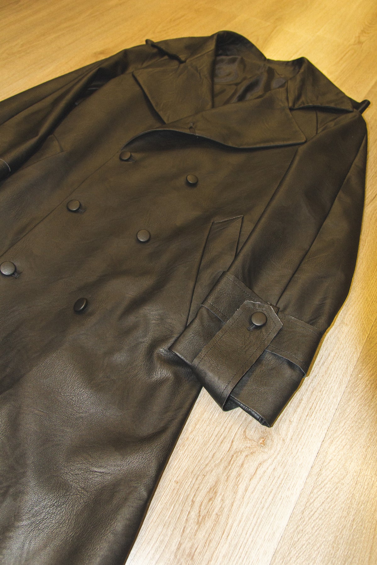 Marsem Black Trench Leather Coat