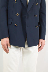 Marsem Giacca Doppiopetto in misto Viscosa Navy