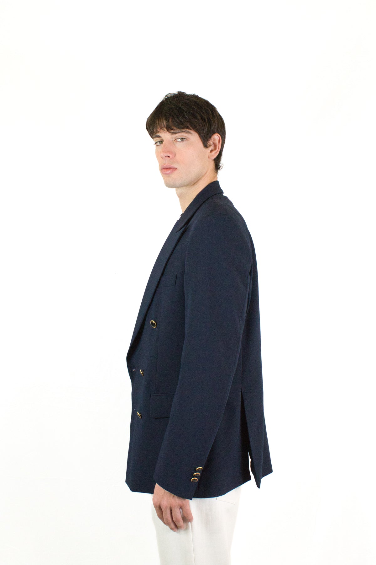 Marsem Giacca Doppiopetto in misto Viscosa Navy