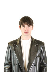 Marsem Black PU Leather Blazer