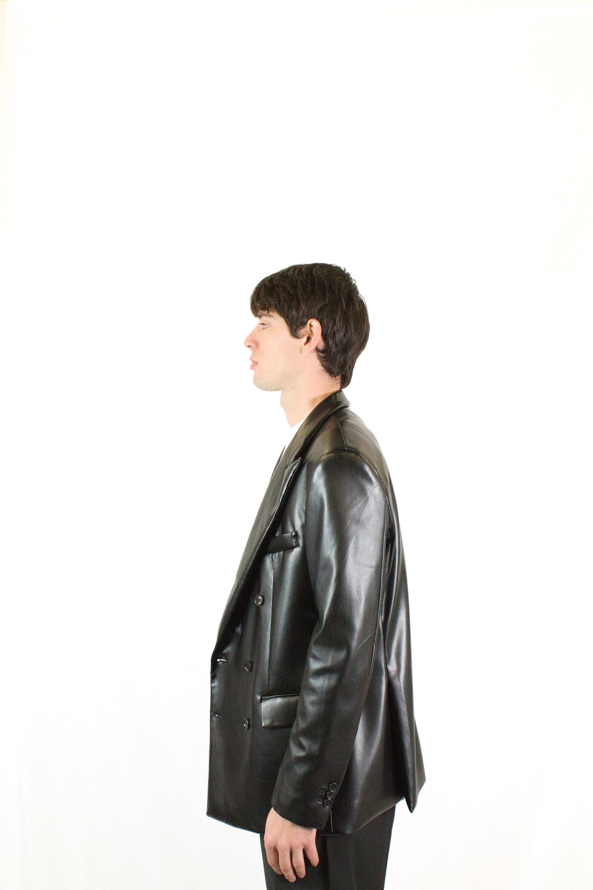 Marsem Black PU Leather Blazer