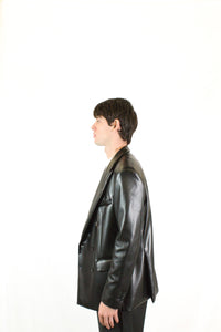 Marsem Black PU Leather Blazer