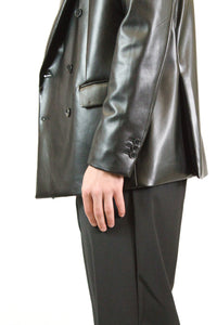 Marsem Black PU Leather Blazer