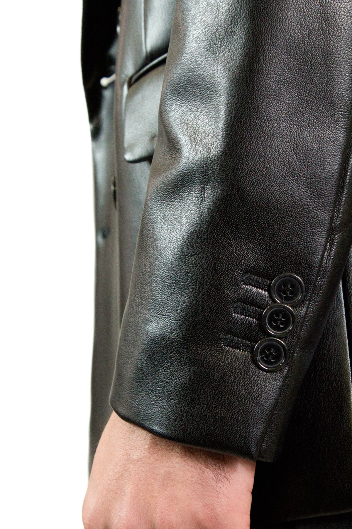 Marsem Black PU Leather Blazer