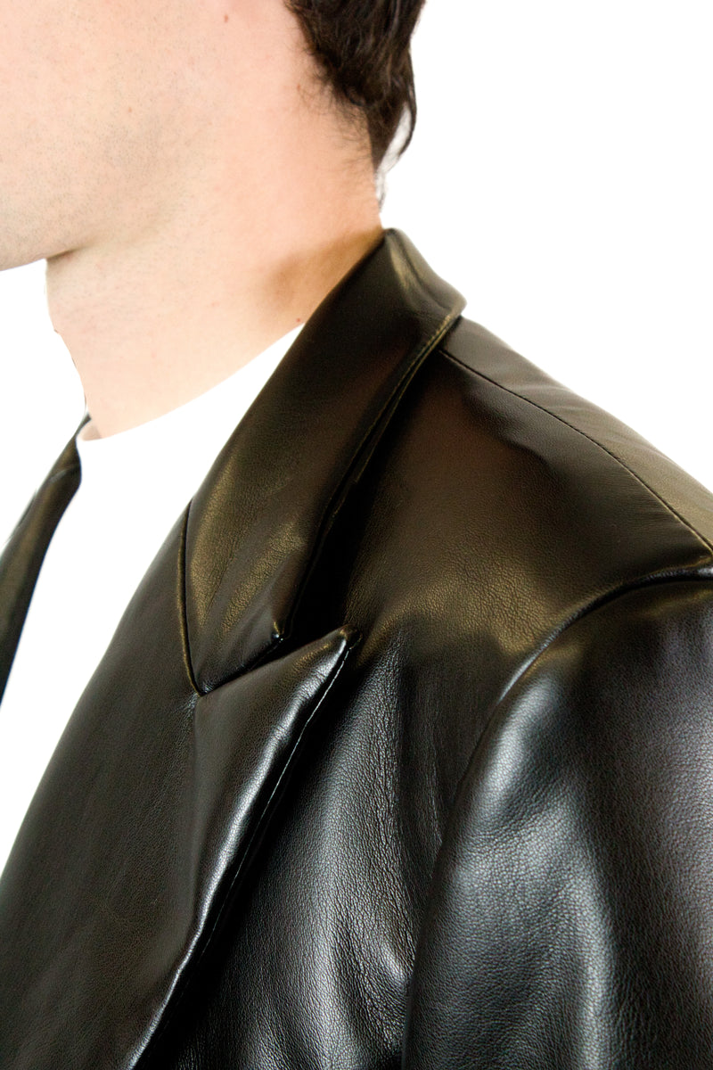 Marsem Black PU Leather Blazer
