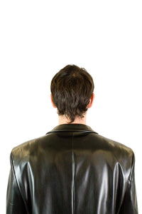 Marsem Black PU Leather Blazer