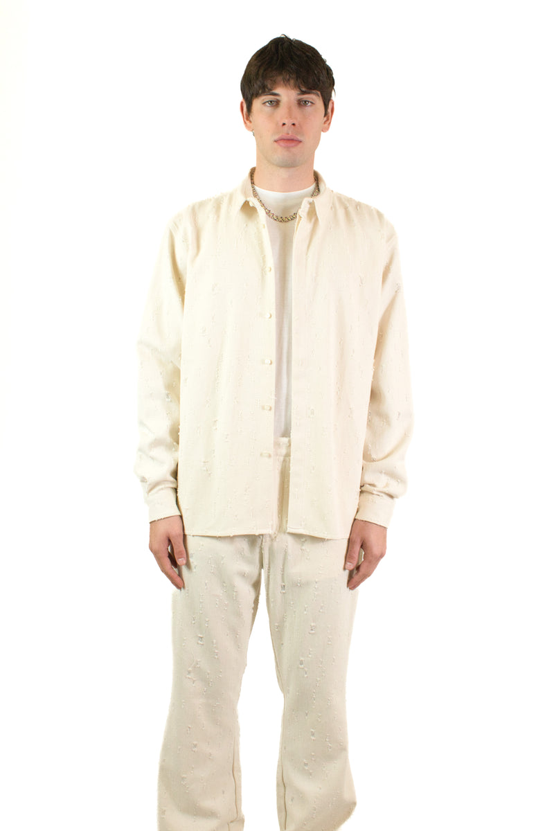 Marsem Camicia Twill Distressed Burro