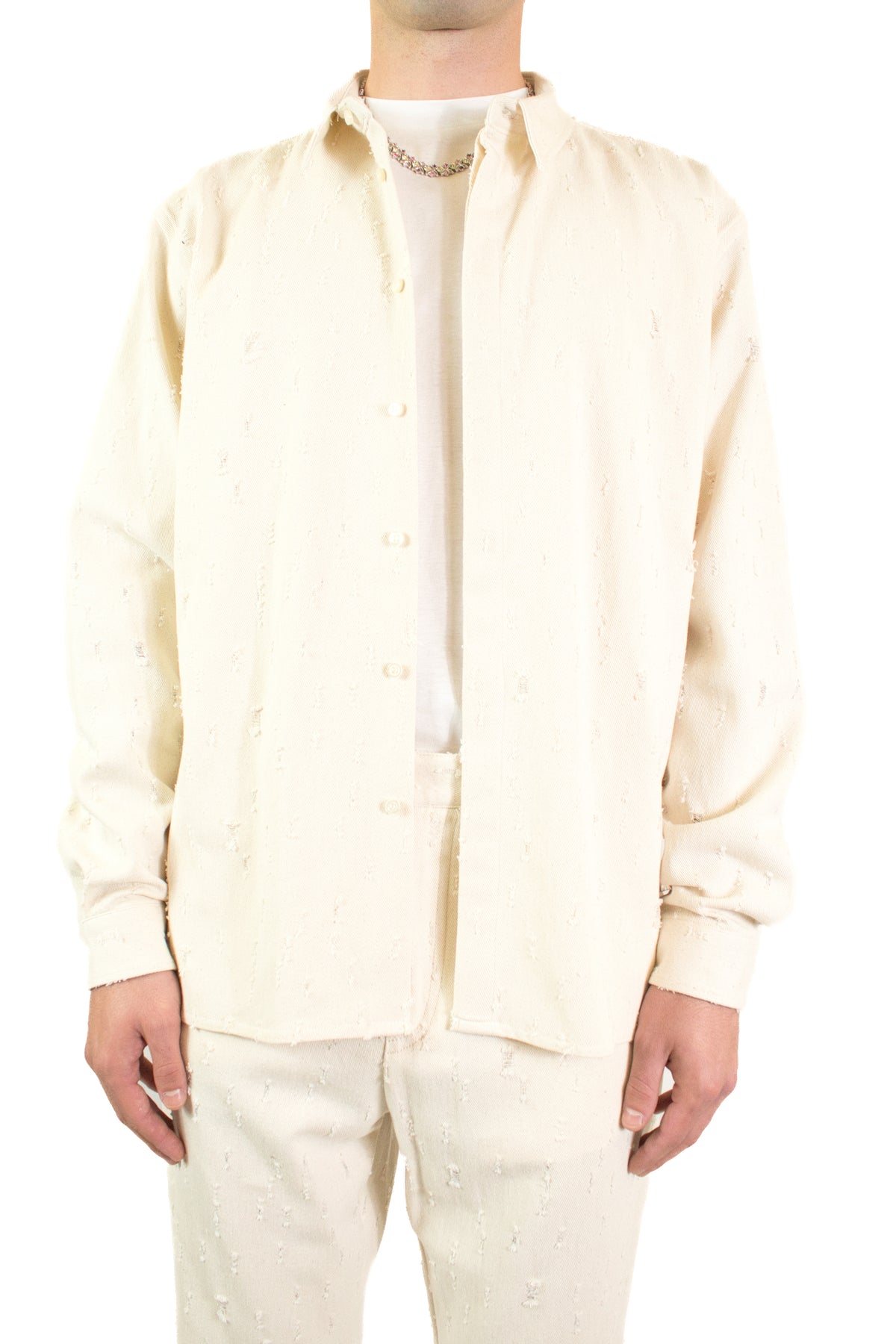 Marsem Camicia Twill Distressed Burro