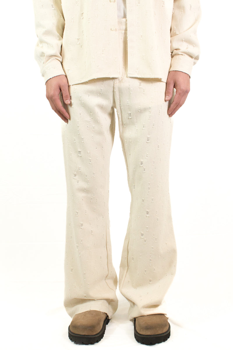 Marsem Pantalone Twill Distressed Denim Burro