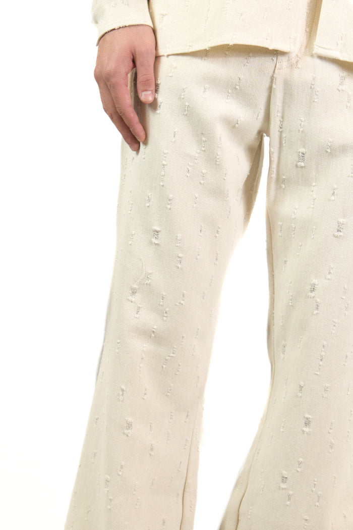 Marsem Pantalone Twill Distressed Denim Burro