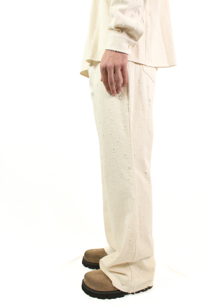 Marsem Pantalone Twill Distressed Denim Burro