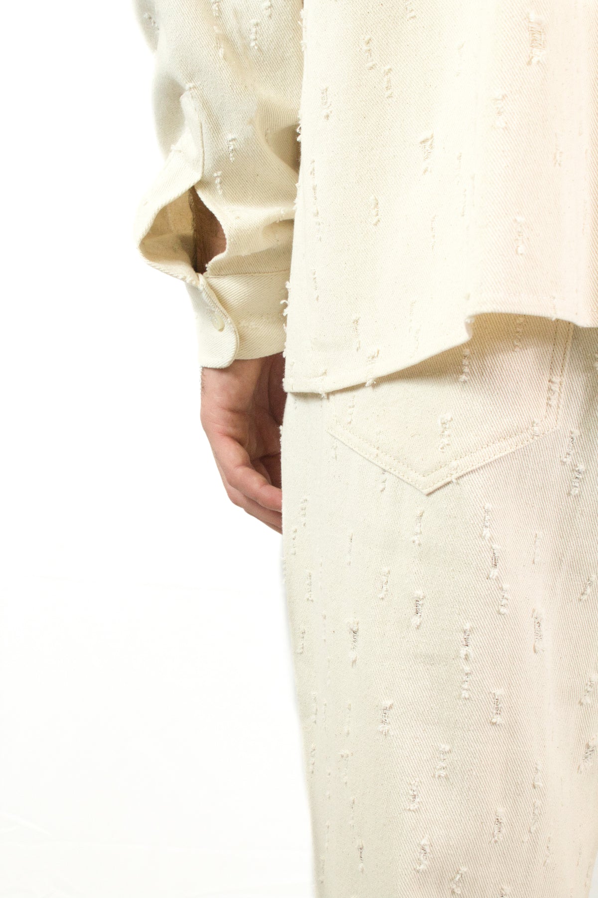 Marsem Pantalone Twill Distressed Denim Burro