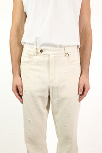 Marsem Pantalone Twill Distressed Denim Burro