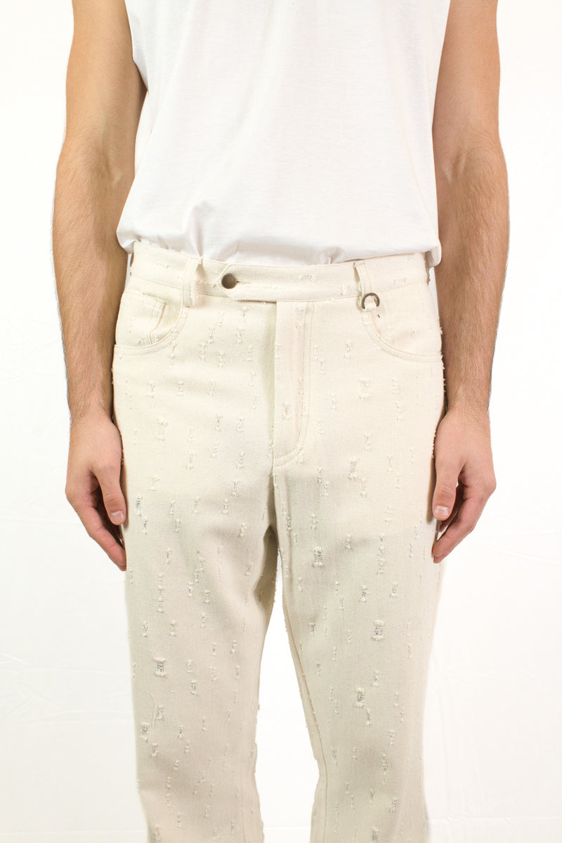 Marsem Pantalone Twill Distressed Denim Burro