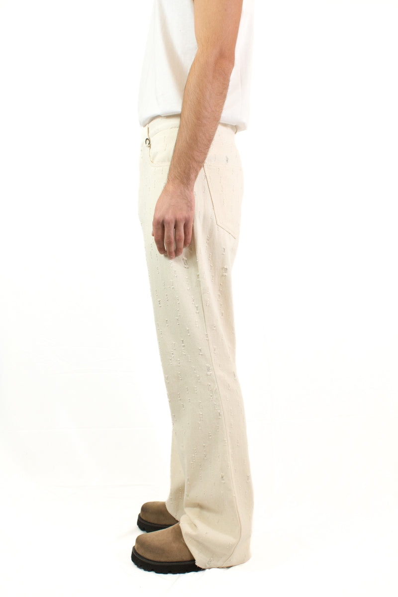 Marsem Pantalone Twill Distressed Denim Burro